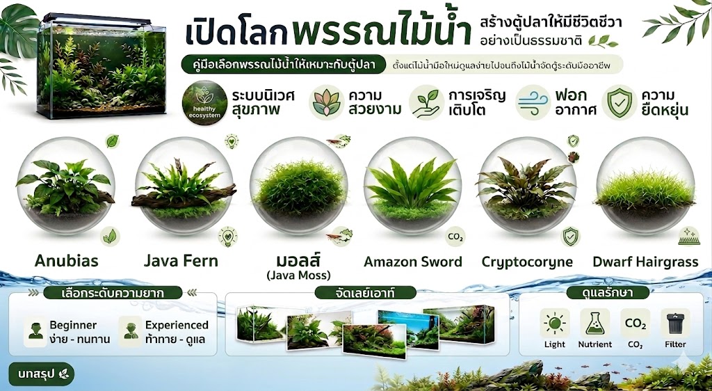 เปิดโลกพรรณไม้น้ำ สร้างตู้ปลาให้มีชีวิตชีวาอย่างเป็นธรรมชาติ