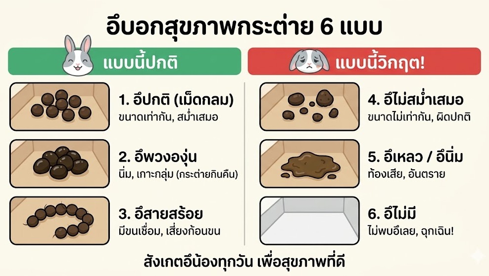 อึบอกสุขภาพกระต่าย 6 แบบ