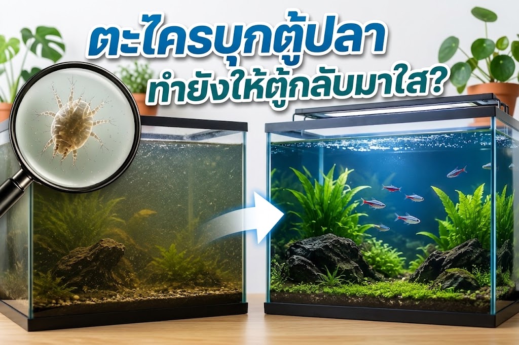 น้ำเขียว-ตะไครบุกตู้ปลา จัดการอย่างไรให้ตู้กลับมาใสปิ๊ง?