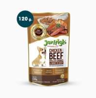 อาหารเปียกสุนัขแบบซอง JerHigh ไก่ผสมเนื้อย่างและแครอทในเกรวี่ (120 g)