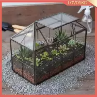 [Lovoski2] โต๊ะ Terrarium พร้อมหลังคาบานพับ Handmade House-Shaped Terrarium แก้วตกแต่งเรือนกระจก Clear สําหรับ Gardeners, Crafte