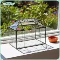 [tawiqt.th] โต๊ะ Terrarium พร้อมหลังคาบานพับ Miniature House-Shaped Terrarium Elegant Geometric Glass Planter โมเดิร์นสําหรับ