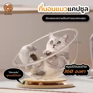 บ้านแมวที่นอนแมว แคปซูลที่นอนแมว อะคริลิค พร้อมรางบอลแบบรางไม้ หมุนได้ 360 องศา