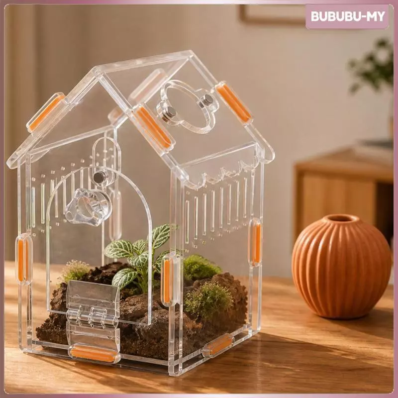[BubuMY] Terrarium อะคริลิคระบายอากาศพร้อมสลักถังใส Terrarium ถังใสขนาดเล็กสําหรับช่างงานอดิเรก,โต๊ะ