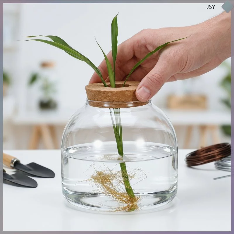 1แก้ว Terrarium คอนเทนเนอร์ไม้ Stopper สําหรับพืชไฮโดรโปนิกส์และสวนขนาดเล็กมิถุนายนhaoyip