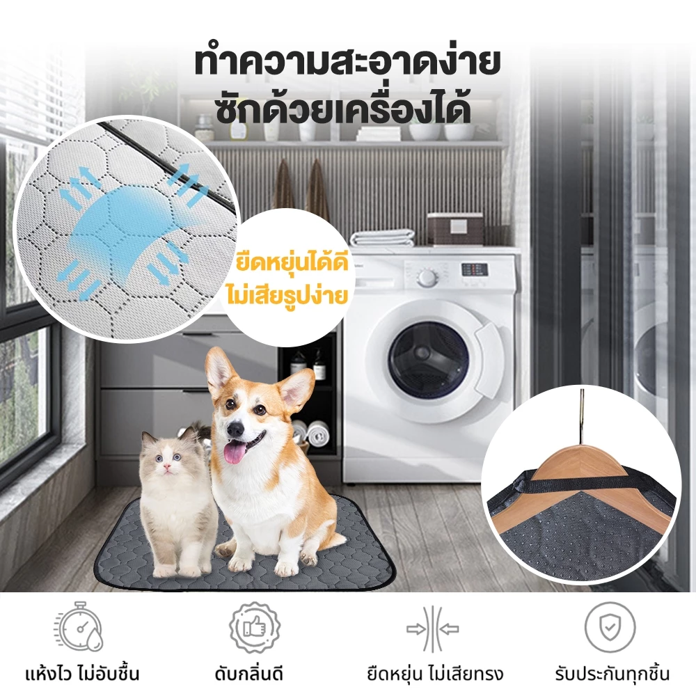 Petcho แผ่นรองฉี่สุนัข แผ่นรองฉี่สัตว์เลี้ยง ผ้ารองฉี่หมา เเมว กระต่าย ซักใช้ซ้ำได้ ซึมซับได้ดี ภาพที่ 3