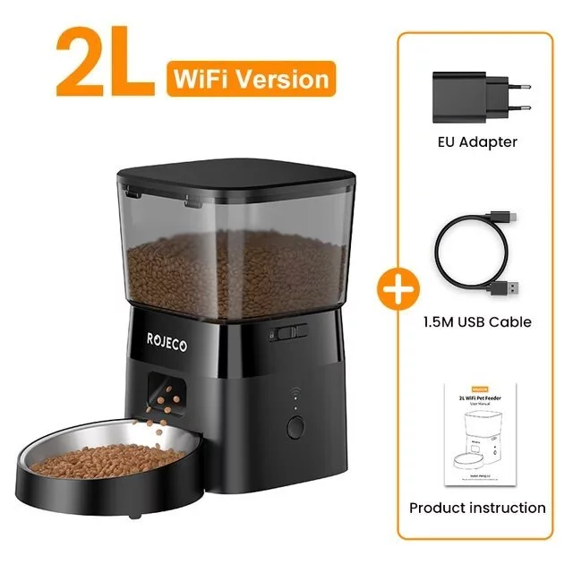 Rojeco เครื่องให้อาหารแมวอัตโนมัติ ปุ่มกด WIFI ควบคุมอัจฉริยะ ขนาด 2 ลิตร ภาพที่ 4