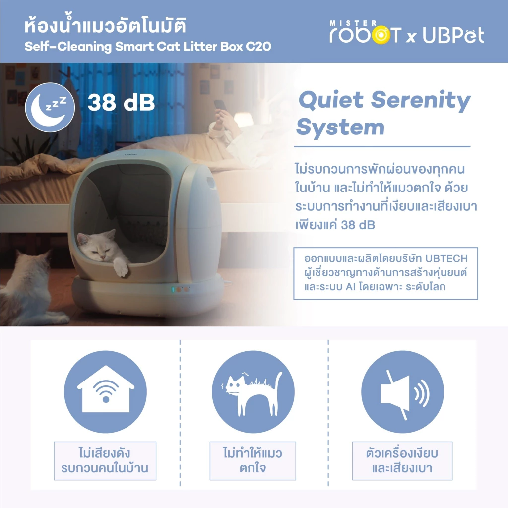 Mister Robot x UBPet ห้องน้ำแมวอัตโนมัติ Cat Litter Box รุ่น C20 ปลอดภัยไม่หนีบแมว รองรับข้อมูลน้องแมวได้มากถึง 30 ตัว ภาพที่ 4