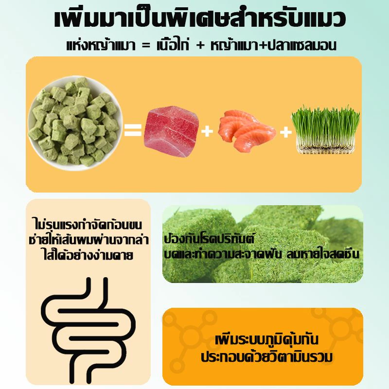 หญ้าแมวฟรีซดราย ขนมแมว 640กรัม ขนมหญ้าแมวบำรุงขน อกไก่ผสมต้นอ่อนข้าวสาลีฟรีซดราย โปรตีนสูง ภาพที่ 5