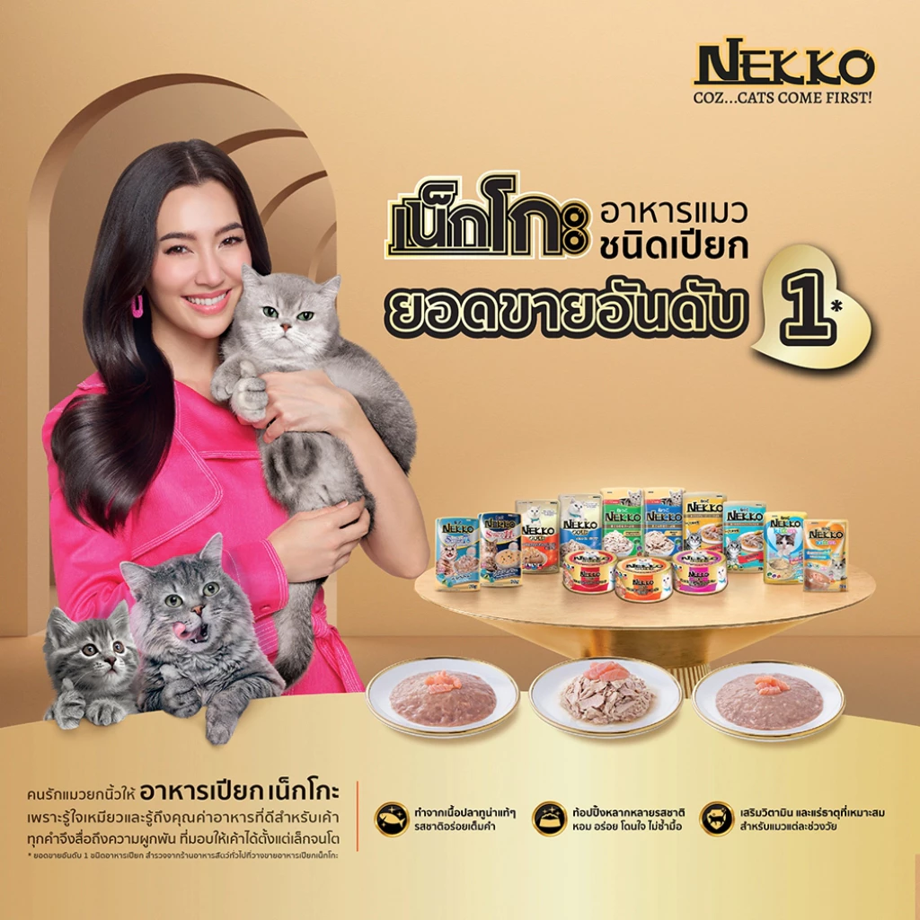 [12 ซอง] Nekko อาหารแมวเน็กโกะ แบบเปียก 70g. สูตร ลูกแมว,เจลลี่, เกรวี่ ภาพที่ 3