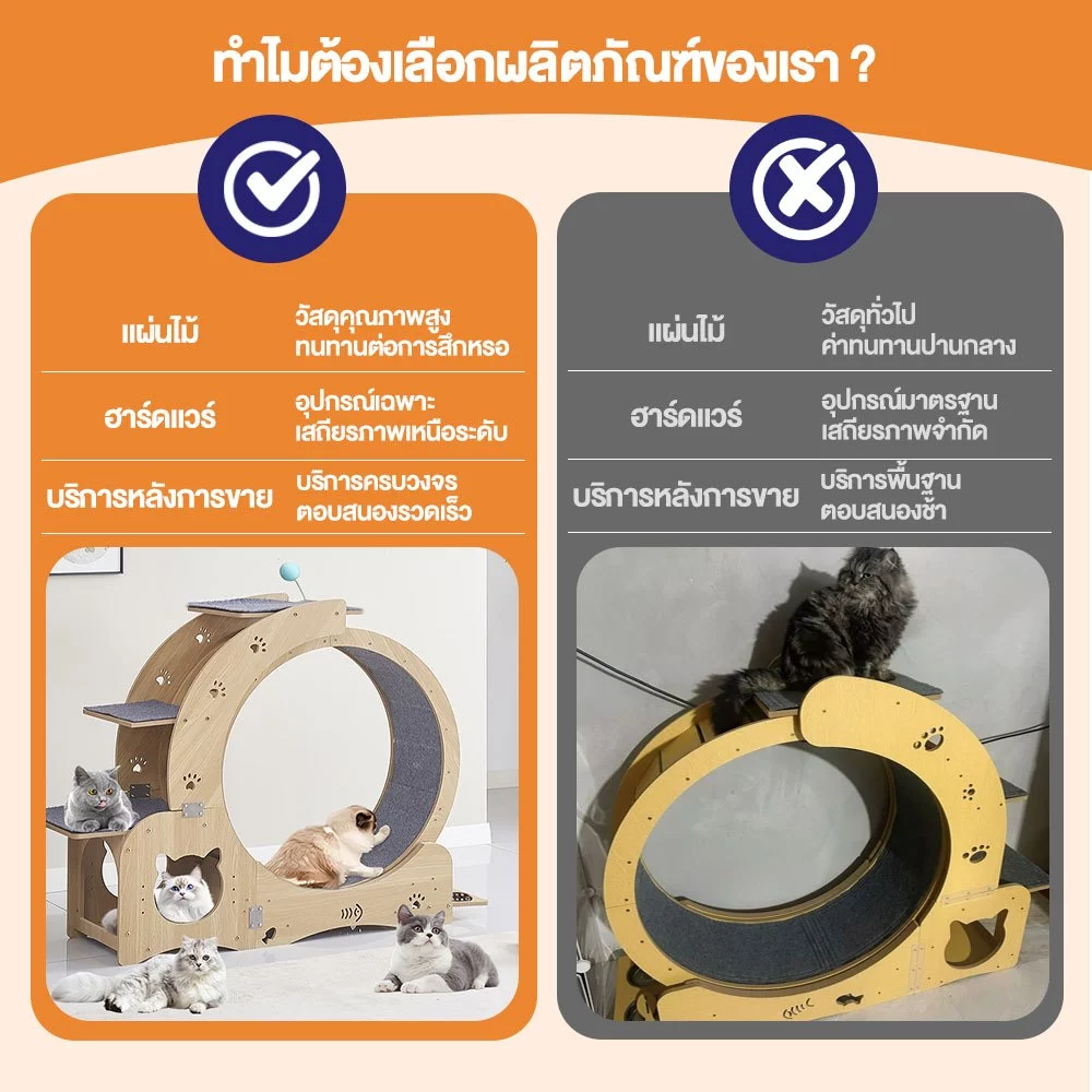 L&Q ลู่วิ่งแมว Cat toy วิ่งแมวไม้ วิ่งแมวอเนกประสงค์ ออกกำลังกายแมว ออกกำลังกาย เหมาะสำหรับแมวหลายตัว 5in1 ของเล่นแมว ภาพที่ 3
