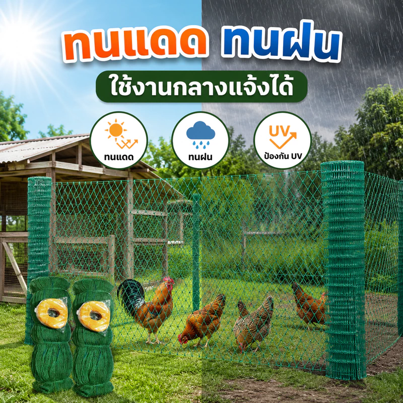 อวนล้อมไก่ ตาข่ายล้อมไก่ ตาข่ายเอนกประสงค์ ตาข่ายปลูกผัก ภาพที่ 4