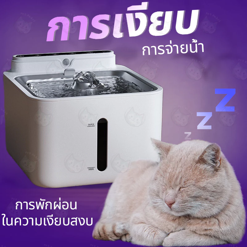 [รับประกัน 2ปี] น้ำพุแมวไร้สายอัตโนมัติ พร้อมส่ง แบต6500mAh +กรอง 10 ชิ้น ระบบเซนเซอร์ น้ำพุแมวไร้สาย น้ำพุแมวใส่ถ่าน ฟรีเครื่อง ภาพที่ 2