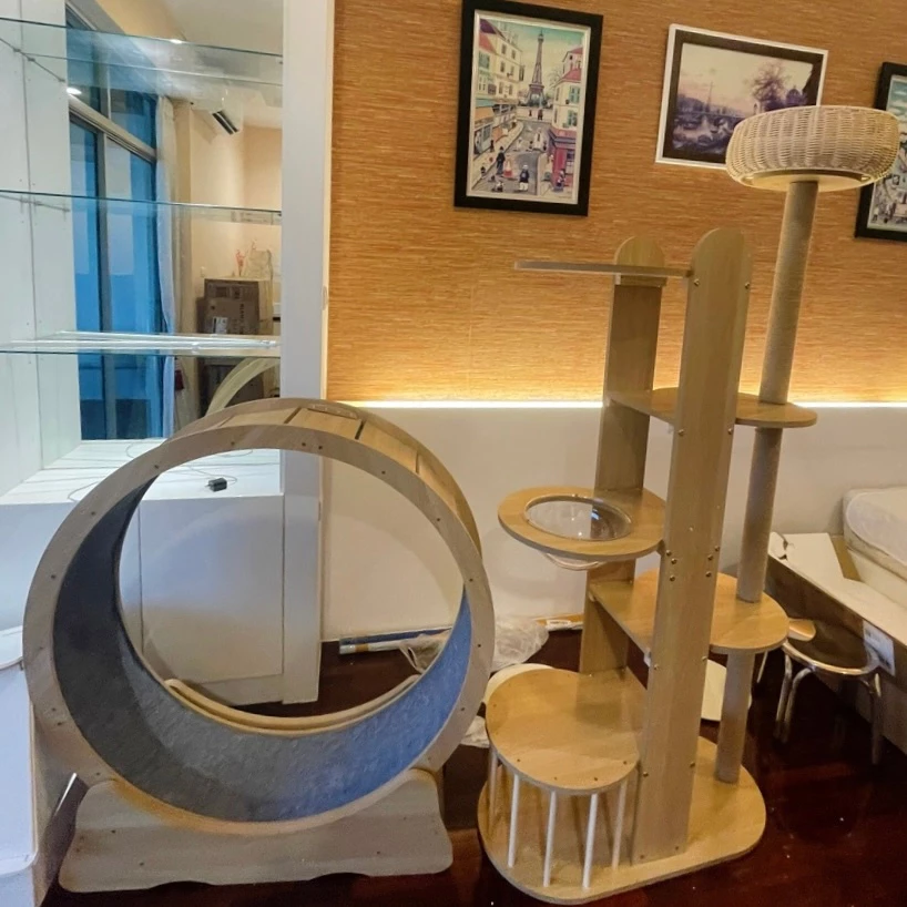 L&Qคอนโดแมว คอนโดแมวไม Cat Tree ของเล่นแมว เสาข่วนหนาพิเศษ คอนโดแมวไม้ ความสูง 1.9 เมตร เสาลับเล็บ ภาพที่ 4