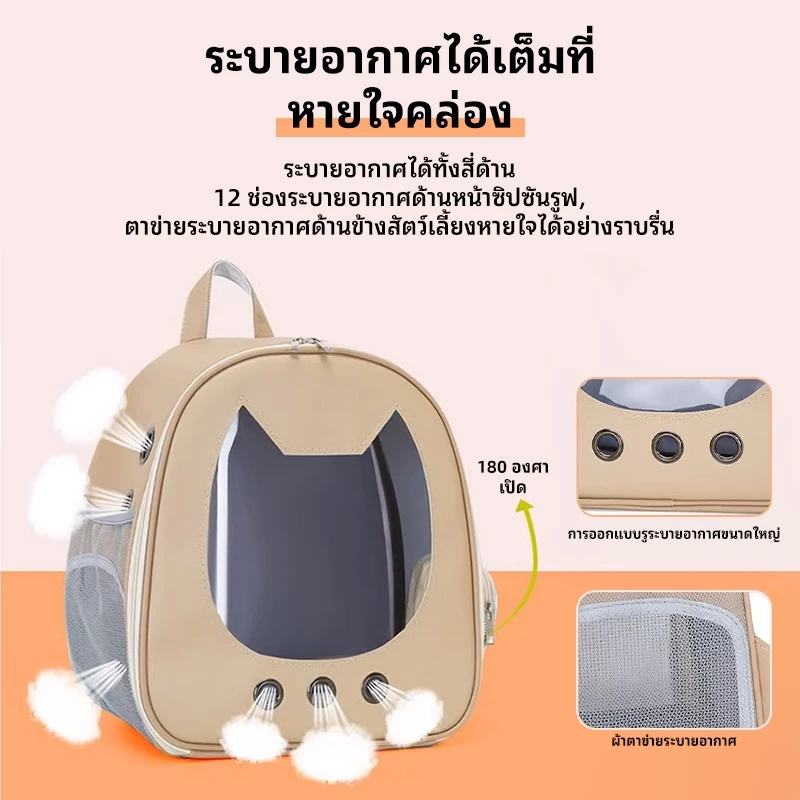 P&P กระเป๋าแมว กระเป๋าเป้สัตว์เลี้ยง กระเป๋าหมา สุนัข แมว มีรูระบายอากาศ ขนาดใหญ่ เป้แมว พับเก็บได้ คุณภาพดีมาก ภาพที่ 4