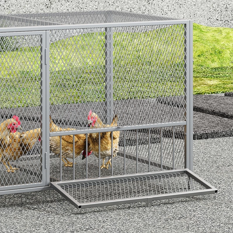 กรงไก่พร้อมประตูให้อาหาร ประกอบง่าย พับเก็บได้ ปลอดภัยสำหรับไก่หลายตัว ภาพที่ 4