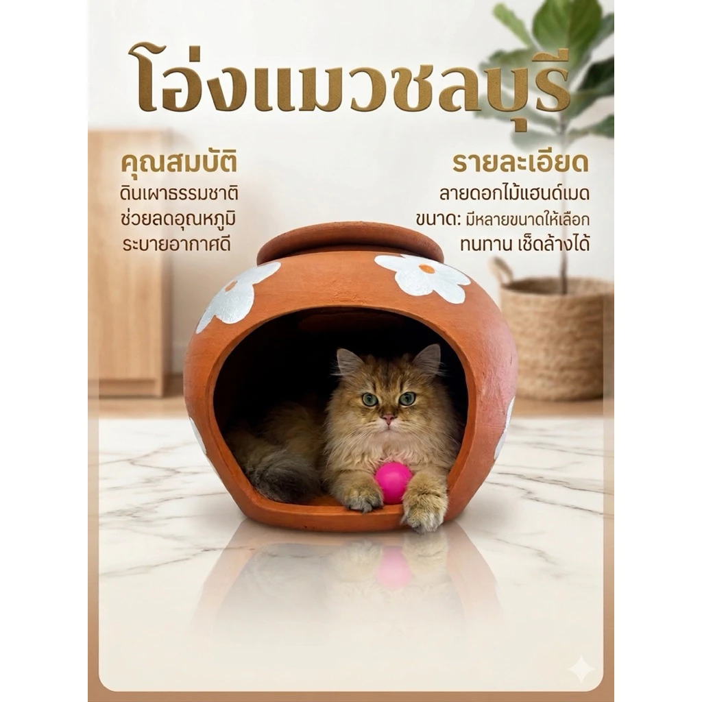 ❤️ พร้อมส่ง แถมฝาปิด ส่งฟรี❤️ โอ่งแมวดินเผา16 18 20 นิ้ว บ้านแอร์แมว ภาพที่ 5