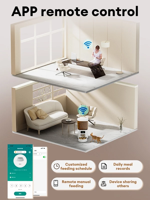 4-6L เครื่องให้อาหารสัตว์เลี้ยงอัตโนมัติ รองรับWiFi & APP เครื่องให้อาหาร เครื่องให้อาหารแมวอัตโนมัติ สําหรับสัตว์เลี้ยง ภาพที่ 3