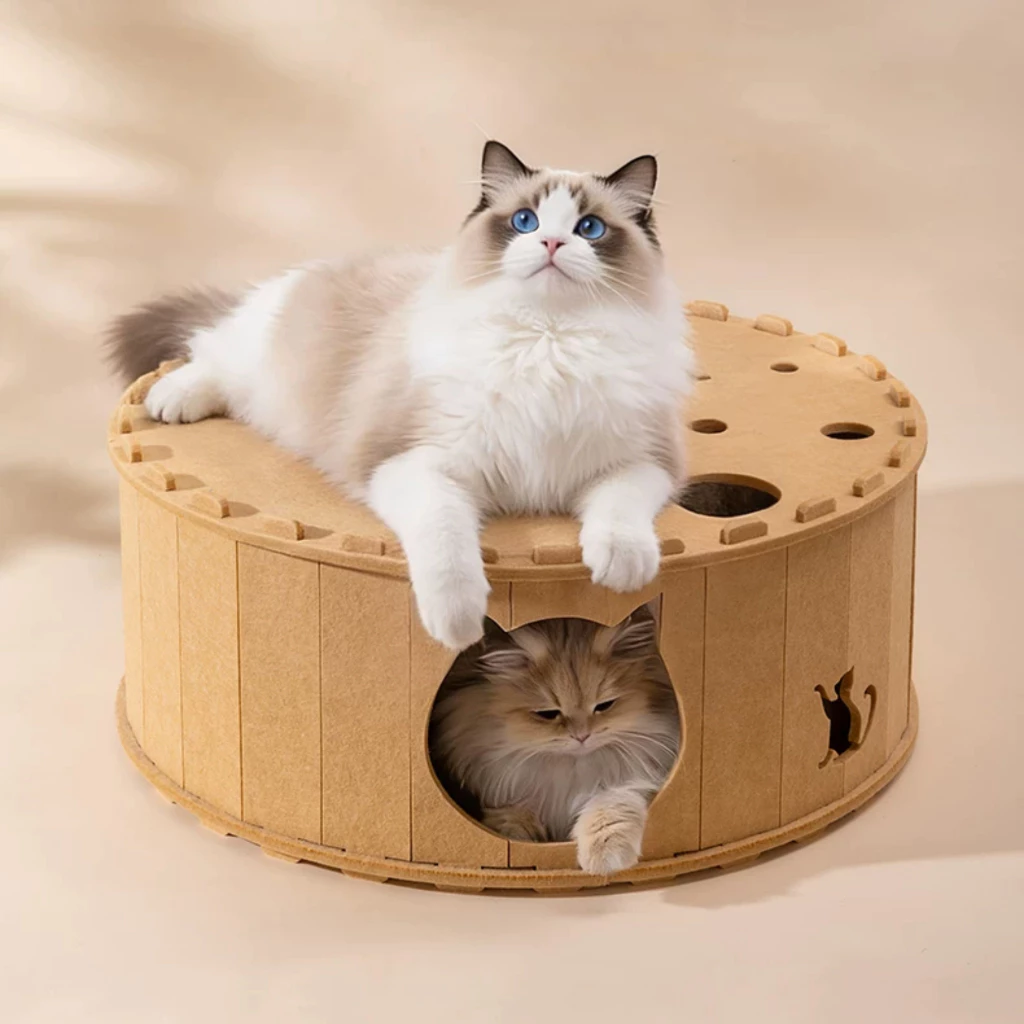 Coco-petบ้านแมวอุโมงค์ดอกไม้ ขนาด 60×30cm ใช้ได้ทุกฤดู บ้านแมวรูปโดนัทขนแมว 3in1 เล่น-นอน-ลับเล็บ ภาพที่ 4