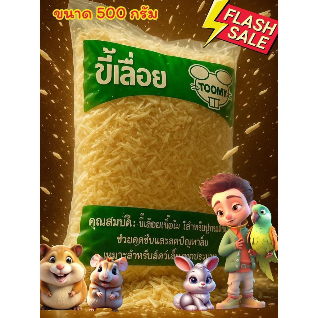 ขี้เลื่อยแฮมสเตอร์ TOOMY 500g ปูกรงสัตว์เลี้ยง ไม้สนธรรมชาติ ไร้ฝุ่น เนื้อนิ่ม รองกรงหนู กระต่าย ภาพที่ 2