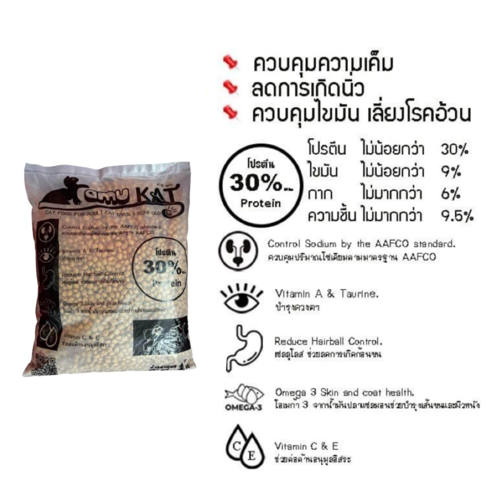 CatHoliday คามุแคท Kamu Kat อาหารแมว 1 กก. อาหารเม็ด ภาพที่ 2