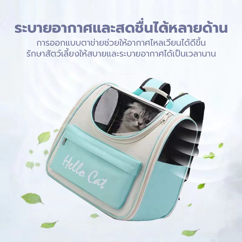 กระเป๋าถือสัตว์เลี้ยง เป้สะพายหลังสัตว์เลี้ยง กระเป๋าแมวแบบพกพาสำหรับการออกไปข้างนอก ความจุขนาดใหญ่และระบายอากาศ ภาพที่ 2