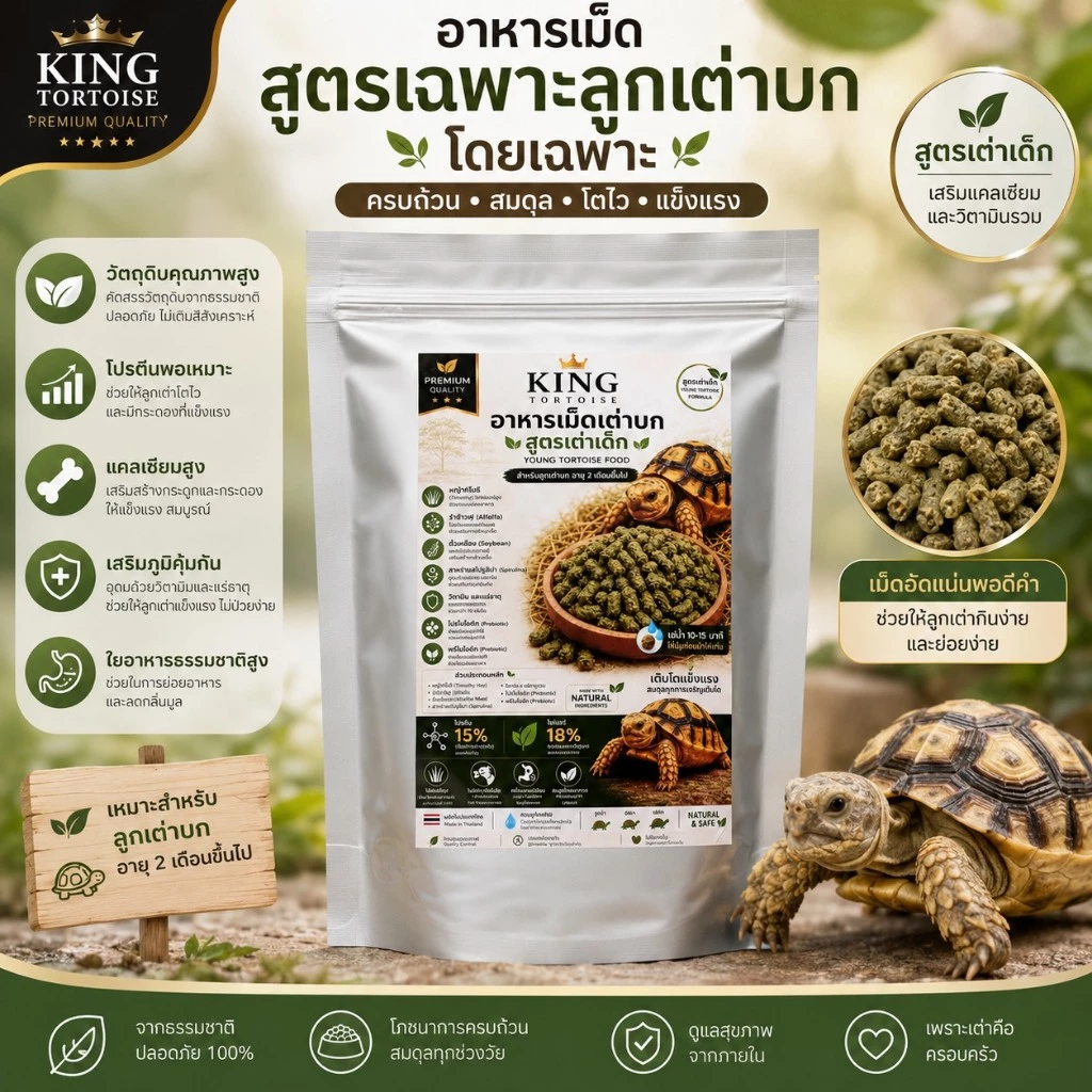 อาหารเม็ดสำหรับเต่าบก King Turtle แบบกระสอบ ภาพที่ 2