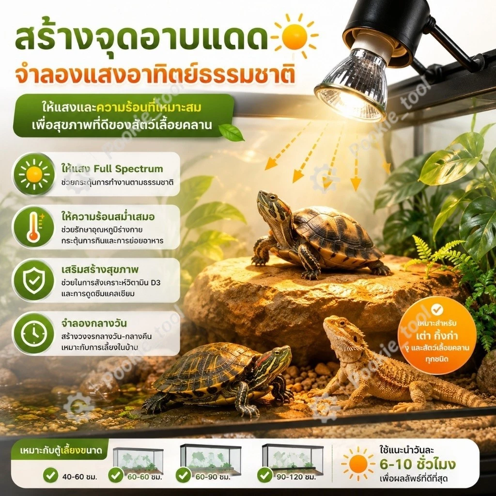หลอดไฟอาบแดดเต่า 50W 220V E27 Heat Lamp Full Spectrum หลอดให้ความร้อน สำหรับเต่า กิ้งก่า งู สัตว์เลื้อยคลาน ภาพที่ 4
