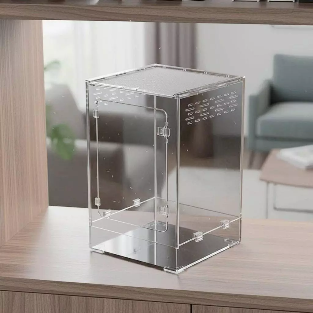 [zcinns] อะคริลิสะเทินน้ําสะเทินบกออกแบบวางซ้อนกันได้แนวตั้ง Arboreal Terrarium กล่องสัตว์เลี้ยงสูงพิเศษสําหรับผู้ที่ชื่นชอบผู้อ ภาพที่ 2