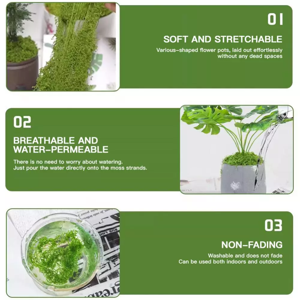 OPENMALL ประดิษฐ์ Moss Mat หญ้าปลอมสําหรับ Terrarium ตกแต่ง Miniature ภูมิทัศน์สนามหญ้าสําหรับ DIY Craft Fairy Garden Supply บอน ภาพที่ 5