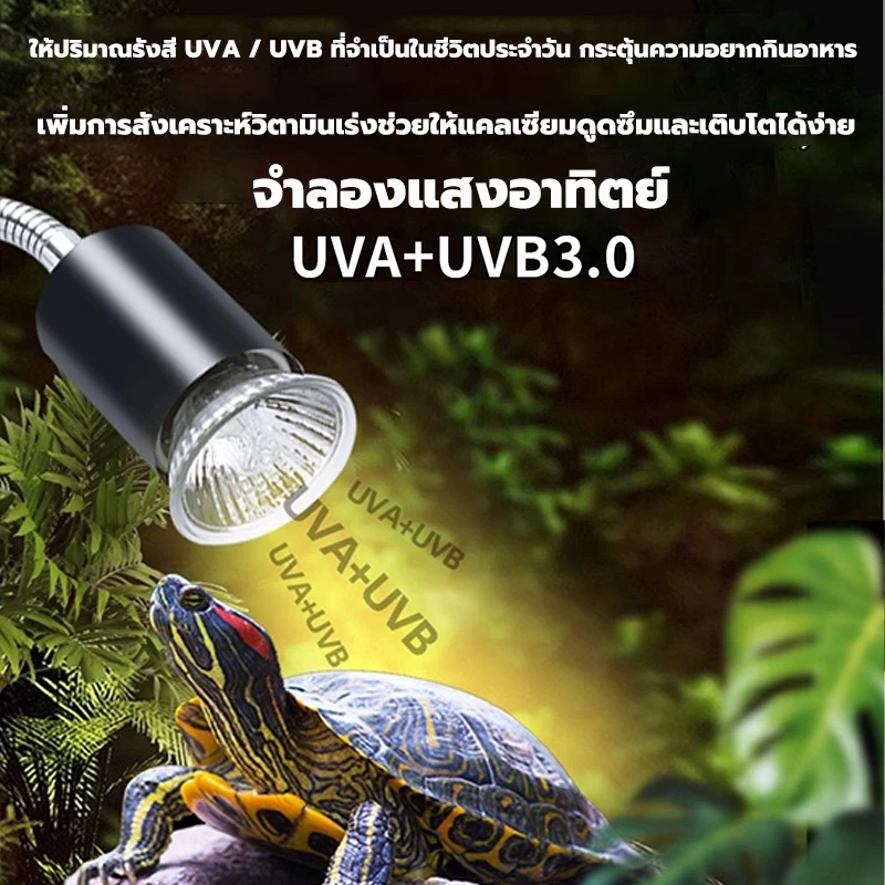 ขั้วหลอดไฟเซรามิค ไฟกกเต่า หลอดไฟ UVA​+UVB​ 3.0​ ไฟให้ความร้อน ให้ความอบอุ่นเต่าบก ​ลูกนก สัตว์เลื้อยคลาน ภาพที่ 2