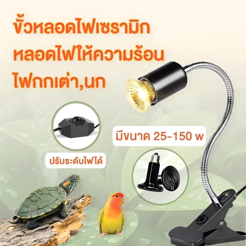 หลอดไฟเซลามิค หลอดไฟให้ความร้อน ให้ความอบอุ่นเต่าบกสัตว์เลื้อยคลาน รักษาผิวแห้ง ฆ่าเชื้อ มีหลายขนาดให้เลือก ภาพที่ 2
