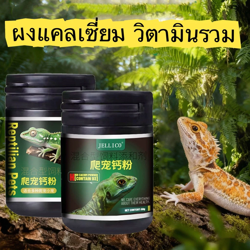 JELLICO Reptile Calcium+D3 ผงแคลเซี่ยม 50g สำหรับสัตว์เลื้อยคลาน เต่าบก อีกัวน่า กิ้งก่า คาเมเลียน ตุ๊กแก ภาพที่ 4