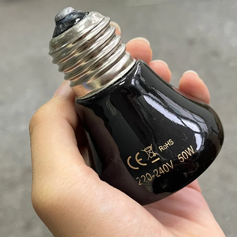 TH พร้อมในสต็อก หลอดไฟเซรามิกอินฟราเรด หลอดไฟให้ความร้อนสัตว์ ขั้ว E27 ไฟให้ความร้อน​สำหรับเต่าบกสัตว์เลื้อยคลานกกลูกนก ภาพที่ 2